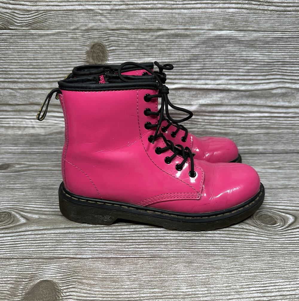 Dr. Martens Delaney Hot Pink Side Zip Combat Boots Youth Unisex Size 3